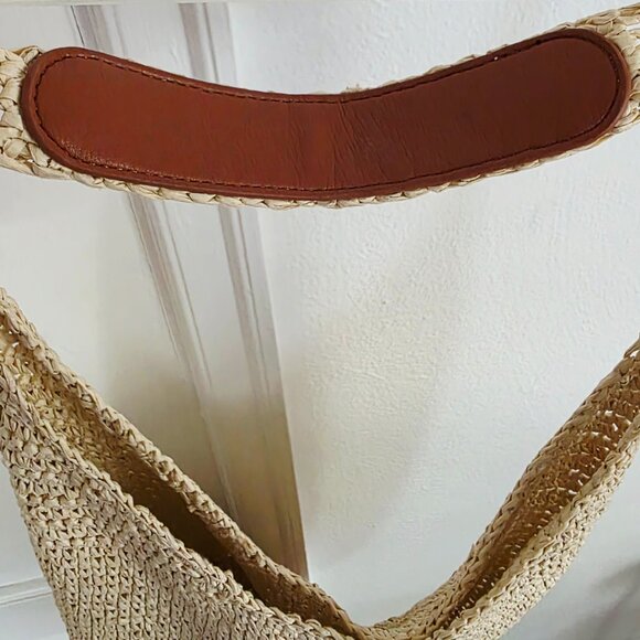 Elizabeth and James woven raffia hobo/beach tote, cream/brown, large - Picture 4 of 4